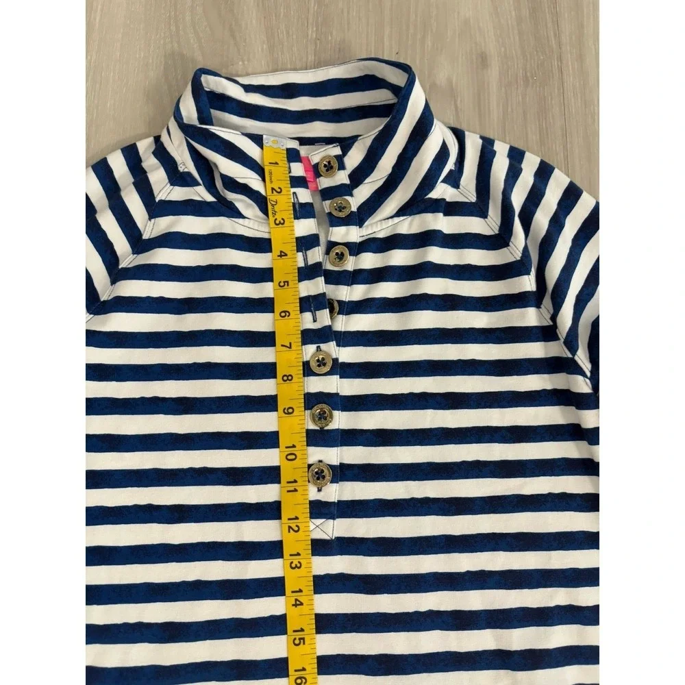 Lilly Pulitzer Women Dress Striped French Terry Navy White Blue Border Print M